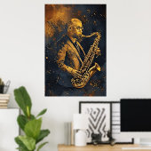 Poster Élégance Dorée (Bureau à domicile)