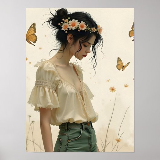 Poster Élégance Douce dans une Danse de Papillon (Devant)