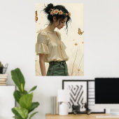 Poster Élégance Douce dans une Danse de Papillon (Bureau à domicile)