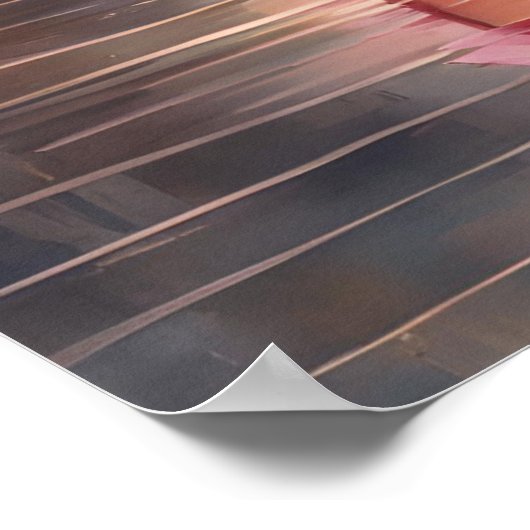 Poster Elégance du Flamant rose de roussissement doré (Coin)