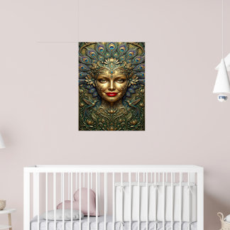 Poster Élégance du Paon – Portrait Fantastique Décoratif