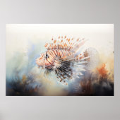 Poster Élégance du poisson-Lion : Aquarelle du bijou de l (Devant)