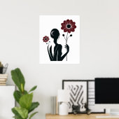 Poster Élégance Ethérée - Femme & Fleurs (Bureau à domicile)