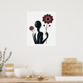 Poster Élégance Ethérée - Femme & Fleurs (Cuisine)