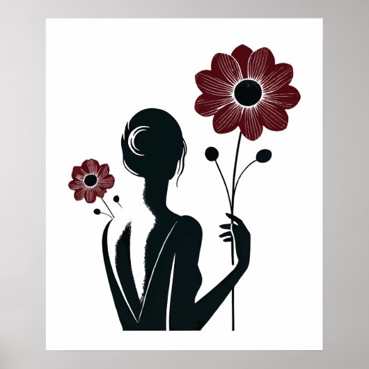 Poster Élégance Ethérée - Femme & Fleurs (Devant)