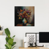 Poster Élégance florale à l'huile (Bureau à domicile)