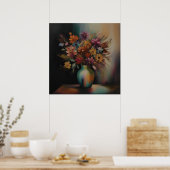 Poster Élégance florale à l'huile (Cuisine)