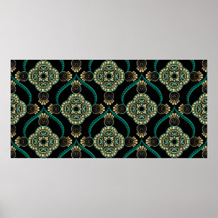 Poster Elégance florale arabesque vintage sans couture mo