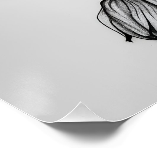 Poster Élégance florale en noir et blanc (Coin)