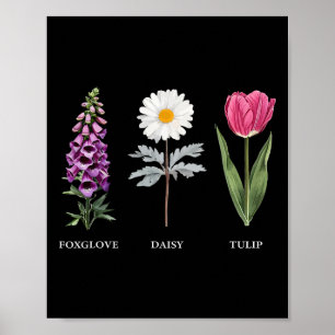 Poster Élégance florale Foxglove Daisy Tulip Design