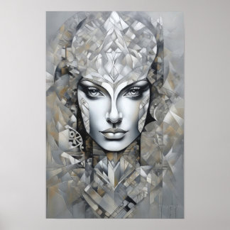 Poster Elégance géométrique : Une femme moderne Art Abstr