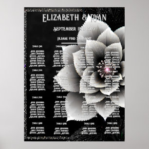 Poster Élégance Intemporelle : Mariage Fleur Noire et Arg