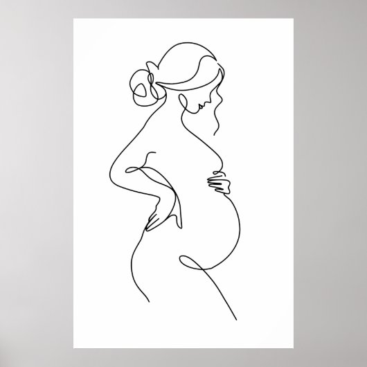 Poster Élégance maternelle : Femmes enceintes Line Art (Devant)