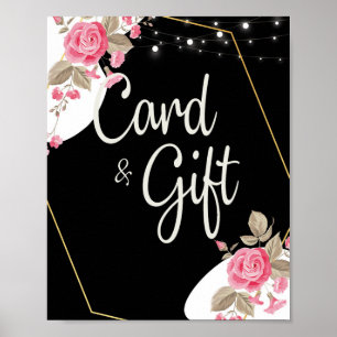 Poster Elégance moderne rose florale li Cartes et cadeaux