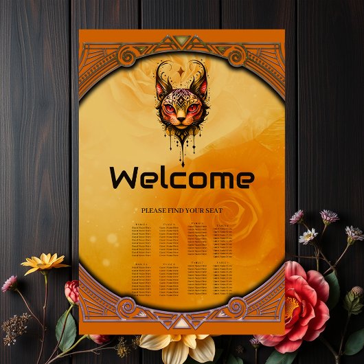 Poster Elégance ornementale : Portrait d'un chat.