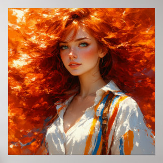 Poster Élégance radiante - Portrait d'huile de beauté int