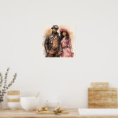 Poster Elégance Retro Steampunk Couple Ar Distingué (Cuisine)