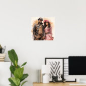 Poster Elégance Retro Steampunk Couple Ar Distingué (Bureau à domicile)