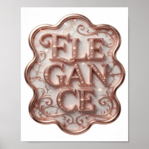 Poster ÉLÉGANCE Rose Élégante Design Graphique