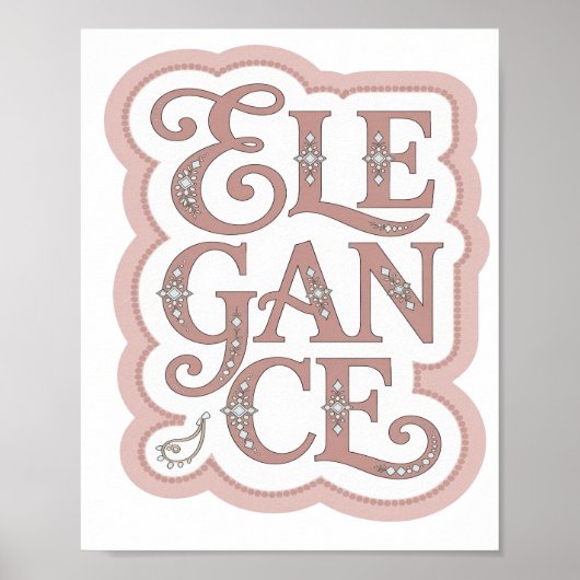 Poster Élégance Rose Joueuse Art Textuel 3D (Devant)