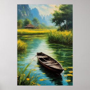 Poster Élégance rurale, Campagne Lac Marécageux