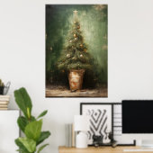 Poster Elégance rustique Arbre de Noël dans un pot en ter (Bureau à domicile)