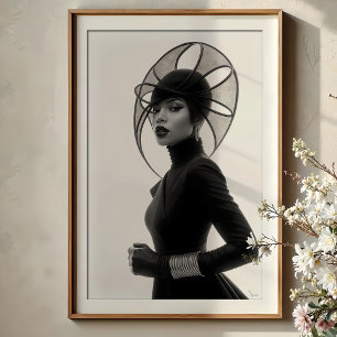 Poster Élégance Sculpturale : Chapeau Monochrome Avant-Ga