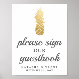 Poster Élégance tropicale   Panneau Mariage ananas