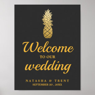 Poster Élégance tropicale Panneau Mariage ananas