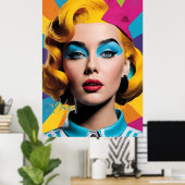 Poster Élégance vive - Bold Pop Art Woman (Bureau à domicile)