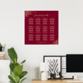Poster Élégant 12 Table Burgundy & Gold Seating Chart (Bureau à domicile)