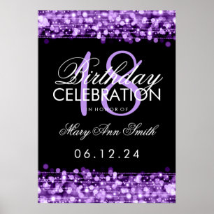 Poster Élégant 18ème anniversaire fêle violet