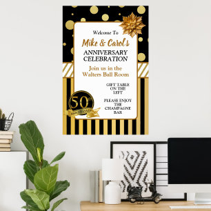 Poster Élégant 50e anniversaire de Mariage