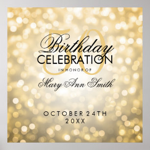Poster Elegant 50th Birthday Party Glitter Lights Gold