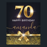 Poster Elégant 70 & Fabulous Gold Parties scintillant 70e<br><div class="desc">Elégante affiche stylish Black and Gold 70th Birthday. Caractéristiques design de parties scintillant or et or brillant arc sur l'avant ainsi que feuille d'or 70. Personnalisez avec un nom.</div>