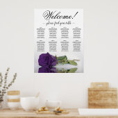 Poster Élégant 8 Table Royal Purple Rose Carte de siège (Cuisine)