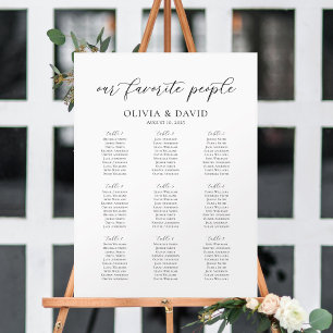 Poster Elégant 9 Tables Nos favoris Personnes Carte de si