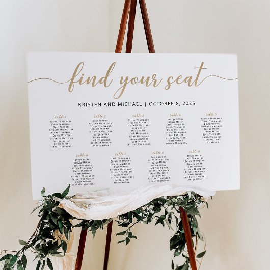 Poster Elégant 9 Tables Trouvez Votre Siège Carte De Sièg