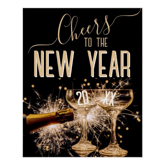 Poster Élégant « À la nouvelle année » (Devant)