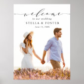 Poster Élégant Accueil de Mariage Photo Calligraphie Noir (Devant)