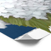 Poster Élégant Accueil Floral Moderne Rayure Blanche Bleu (Coin)