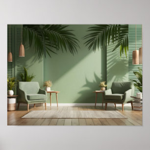 Poster Élégant affichage 3D avec ombre Feuille Palm