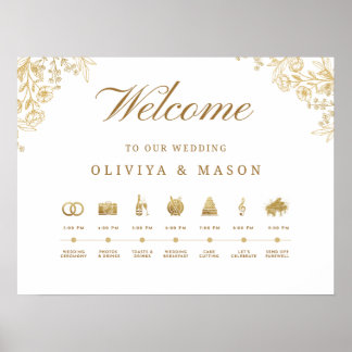 Poster Elegant and Minimal Wedding Order of Events Sign