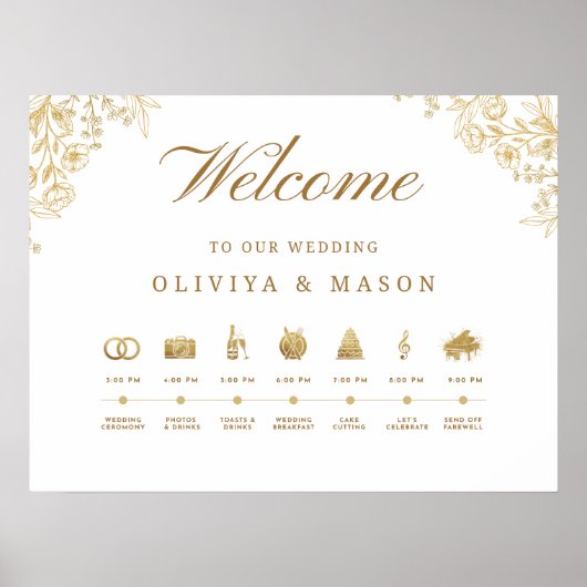Poster Elegant and Minimal Wedding Order of Events Sign (Devant)