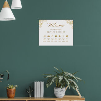 Poster Elegant and Minimal Wedding Order of Events Sign