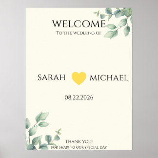 Poster Elegant and minimalist Wedding Welcome Sign