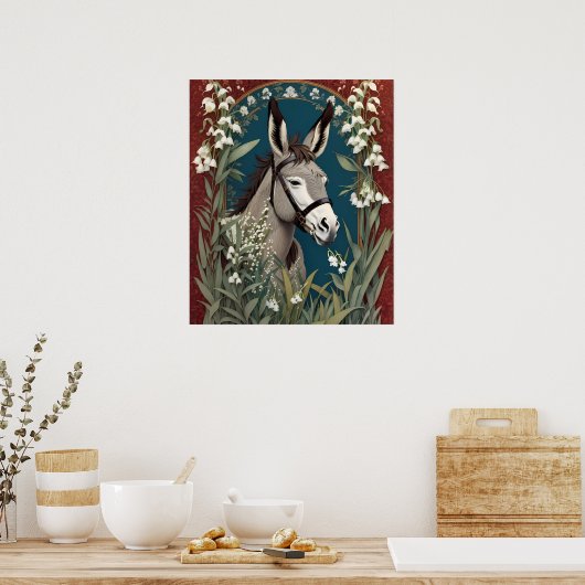 Poster Élégant âne et Lily des fleurs de la vallée (Cuisine)
