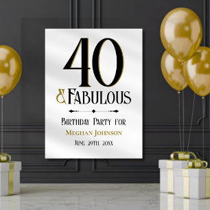 Poster Elégant Anniversaire Minimaliste Quarante et Fabul