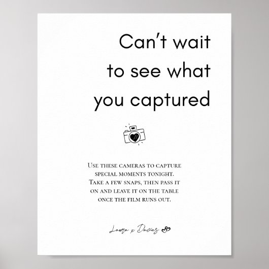 Poster Élégant appareil photo moderne Mariage jetable Sig (Devant)