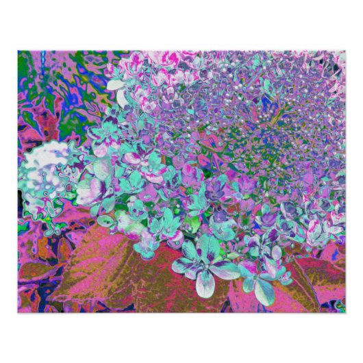 Poster Elegant Aqua et Purple Limelight Hydrangea Détail (Devant)
